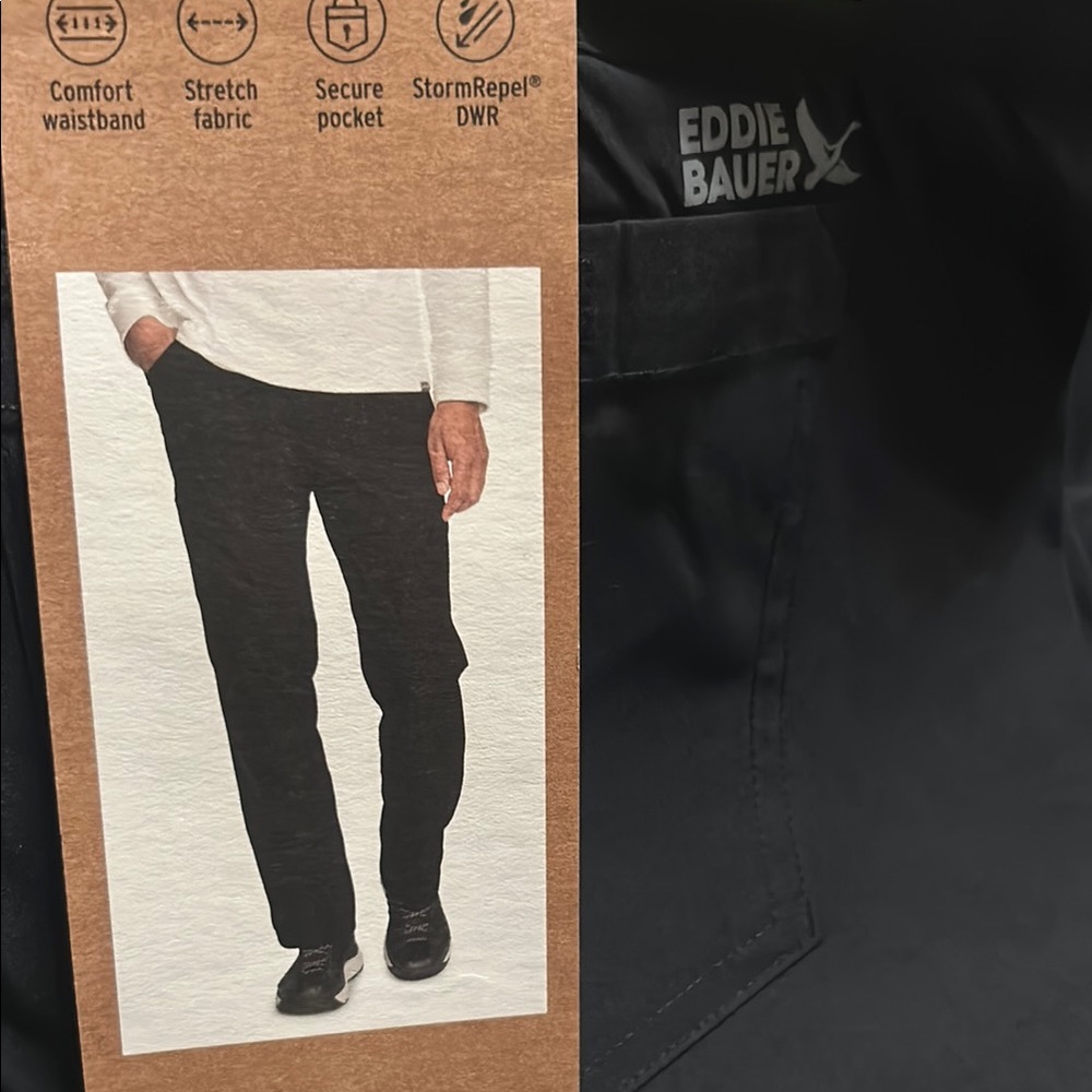 Eddie Bauer Black Rainer Tech Pants size 32x29 NWT